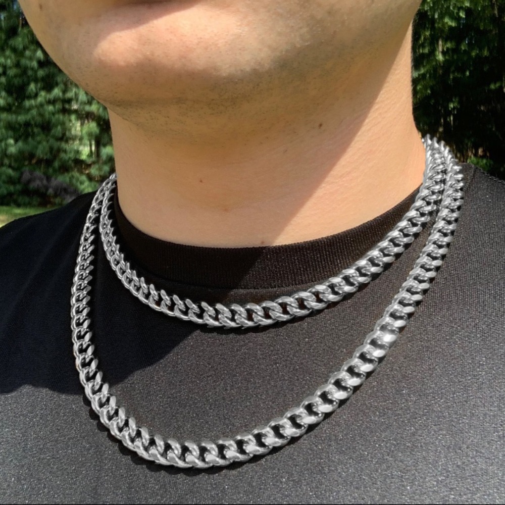 9mm Silver Cuban Link Chain